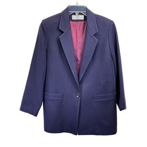 Vintage Dumas Petite Women's Purple Wool Blend Single Button‎ Blazer 4 Petite